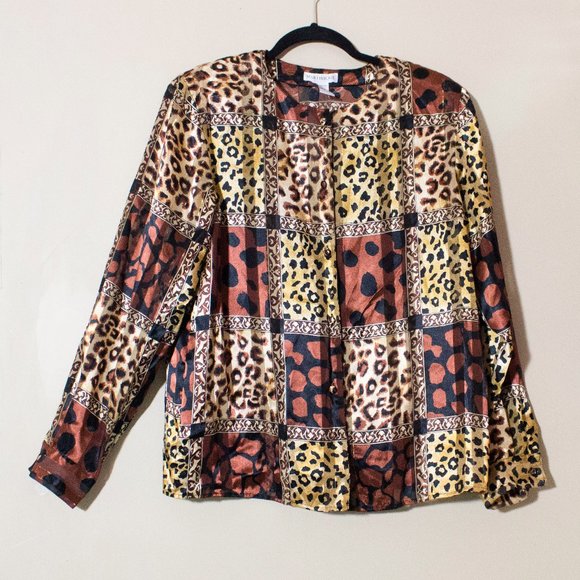 Leopard Button Up Shirt 80s Vintage animal print - Picture 9 of 12